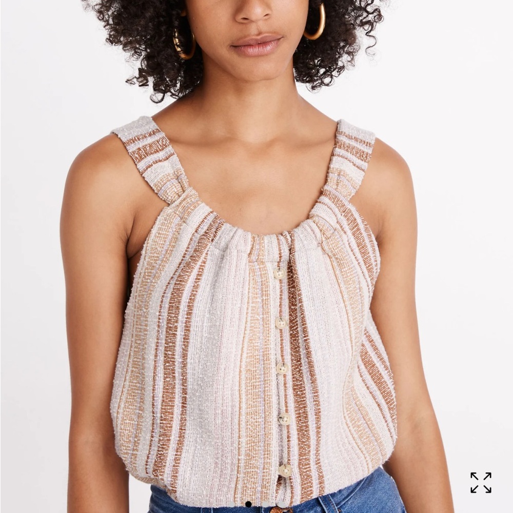 Madewell Texture & Thread Button-Front Swing Tank neutral colored-  size large